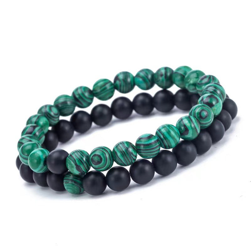 Wholesale matte black frosted malachite couple bracelet ACC-BT-Shuxin005