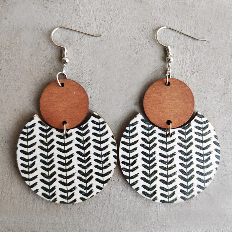 Wholesale 2pcs Wooden Print Earrings