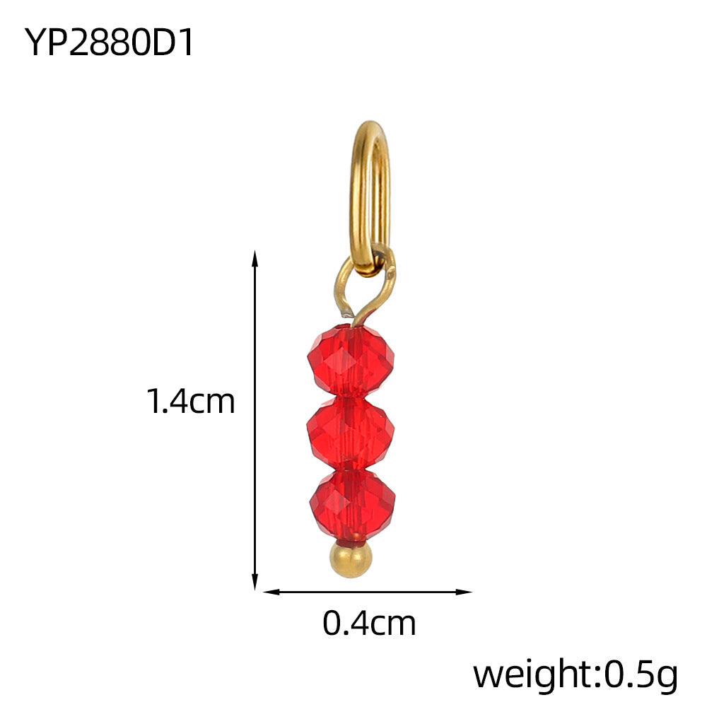 Wholesale Stainless steel with oval circle three beads beaded DIY pendant