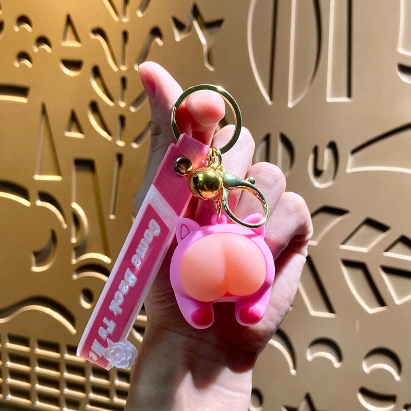 Wholesale Cartoon Q Elastic Butt Decompression PVC Soft Glue Keychain Creative Keychain ACC-KC-XJY001