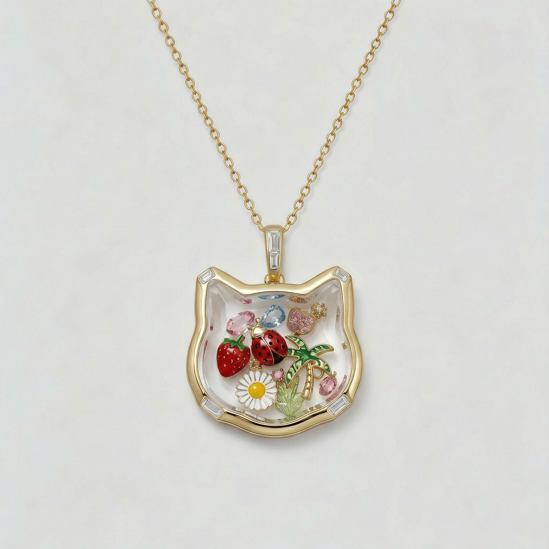 Wholesale Cute Fox Glass Openable Locket Pendant Necklace Copper Electroplated European Design Fashion Jewelry For Gifting And Resale
