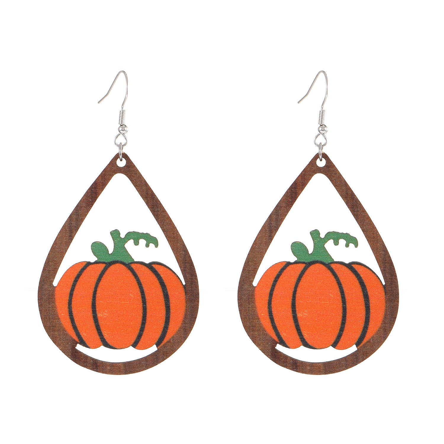 Wholesale Wooden  Earrings Funny Pumpkin Maple Leaf Ghost Design Party Wear Fashion Accessory
