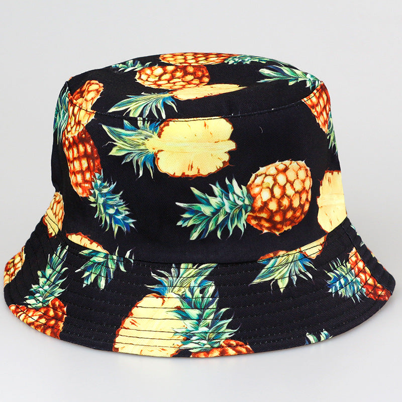 Wholesale Tropical fruit double sided wearing printed pot hat outdoor Bucket Hat