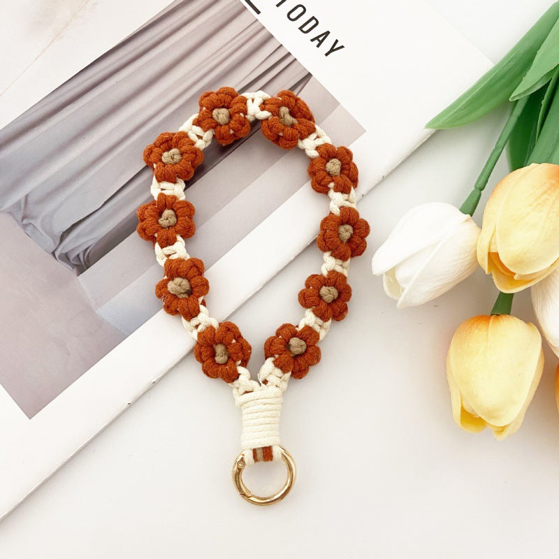 Wholesale Small Daisy Flower Mobile Phone Lanyard Keychain Bohemian Holiday Style Keychains ACC-KC-Huaien001