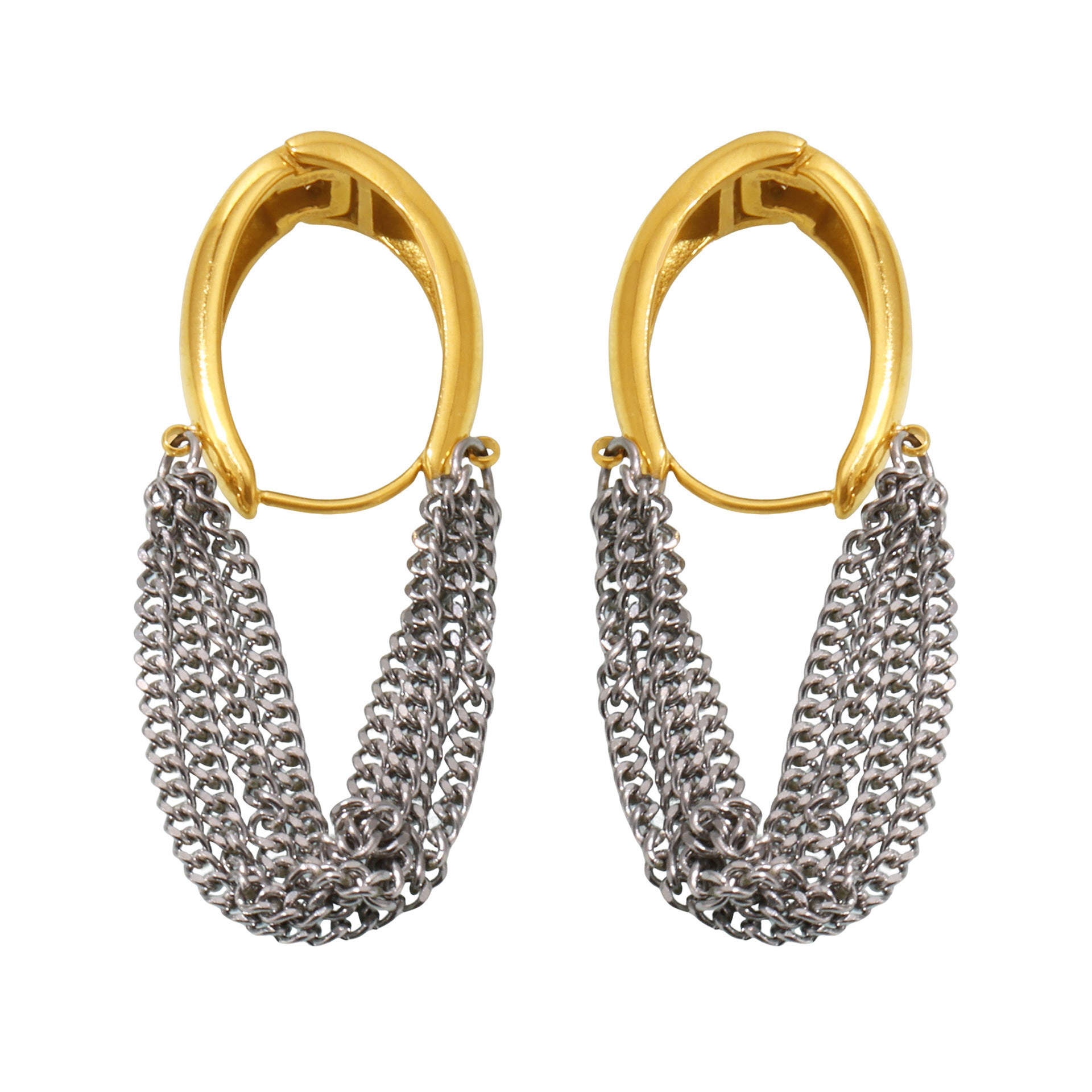 Wholesale stainless steel buckle multi-layer chain tassel earrings