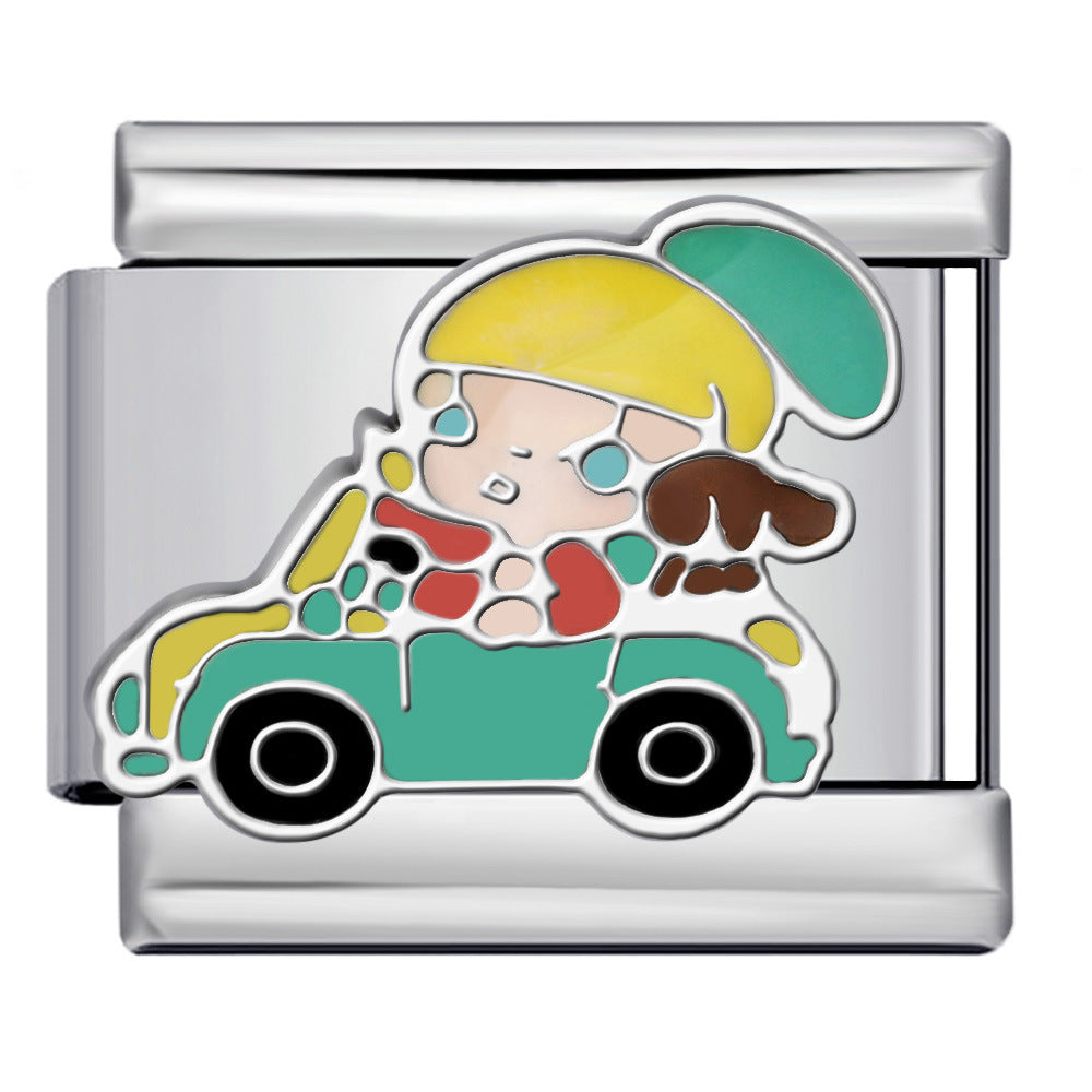 Wholesale 2pcs/pack  Italian Charm Bracelet 9mm DIY Splicing Anime Cute Cartoon Stainless Steel Composable Bracelet