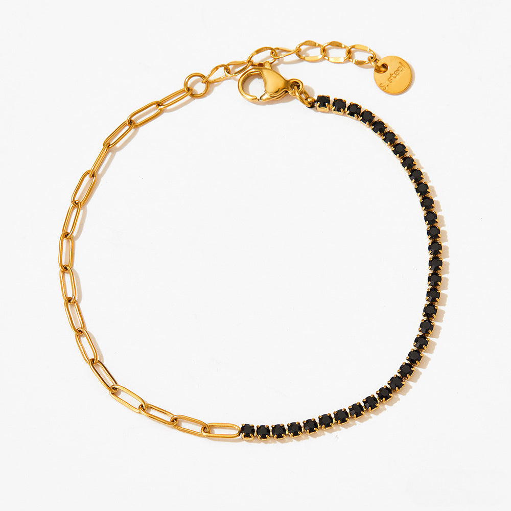 Wholesale  Vacuum Zircon Stainless Steel   Gold Plated Bracelet