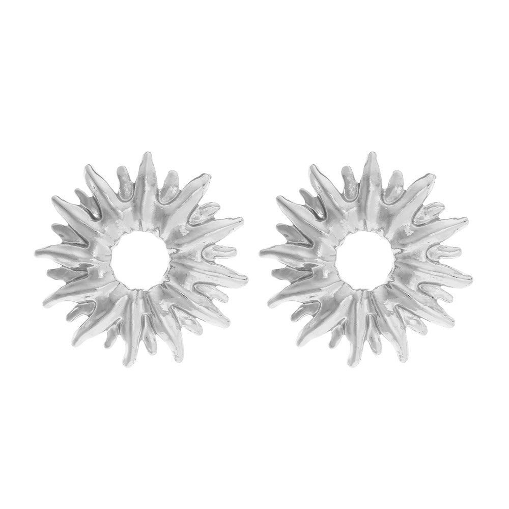 Wholesale Vintage Sunflower Metal Exaggerated Earrings