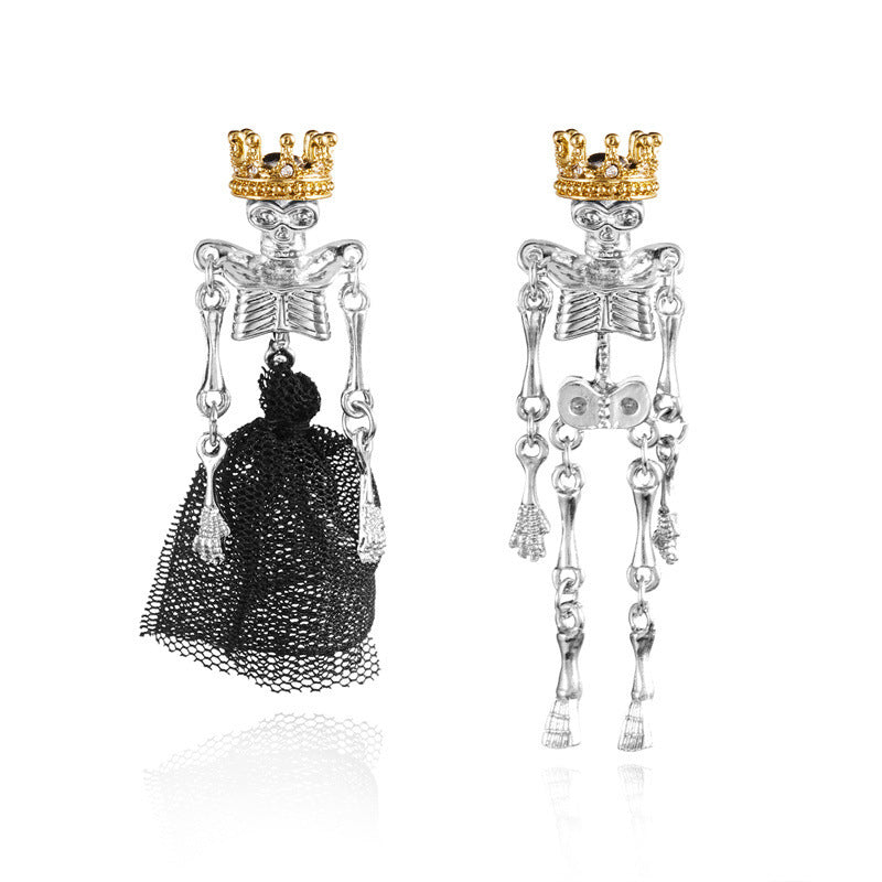 Wholesale Vintage Bride and Groom Crown Skull  Earrings
