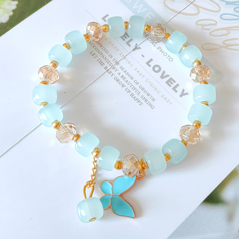 Wholesale Glass Crystal Butterfly Bracelet,  Handmade Barrel Beads Fashion Accessory for Women