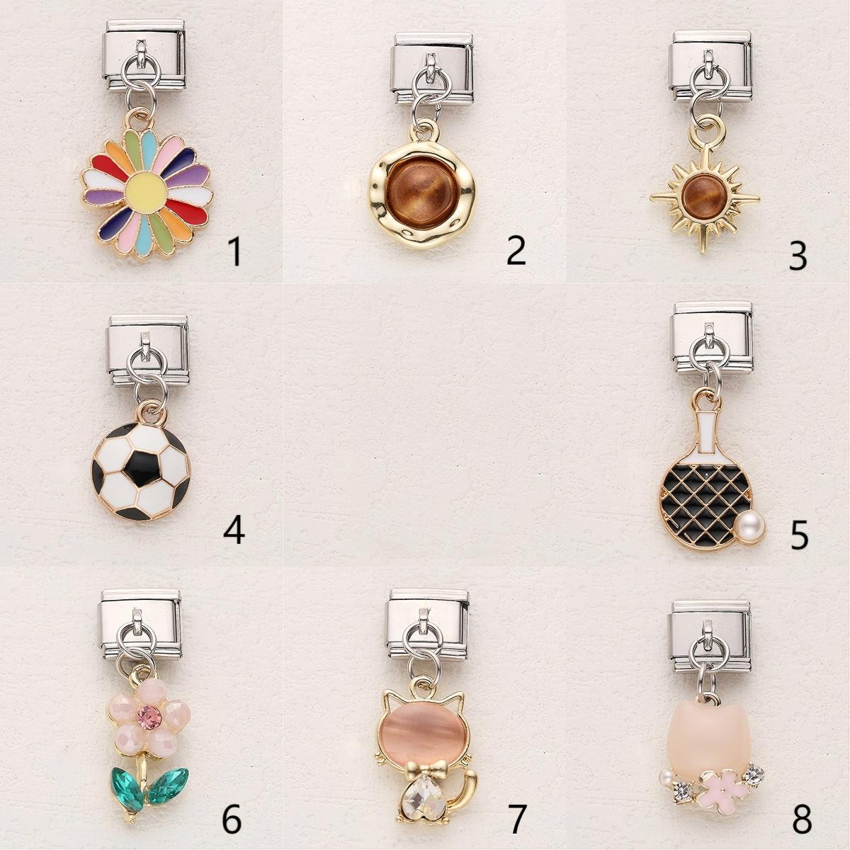 Wholesale 10pcs Italian Charm Bracelet 9mm DIY Splicing Cartoon Pendant Stainless Steel Composable Bracelet