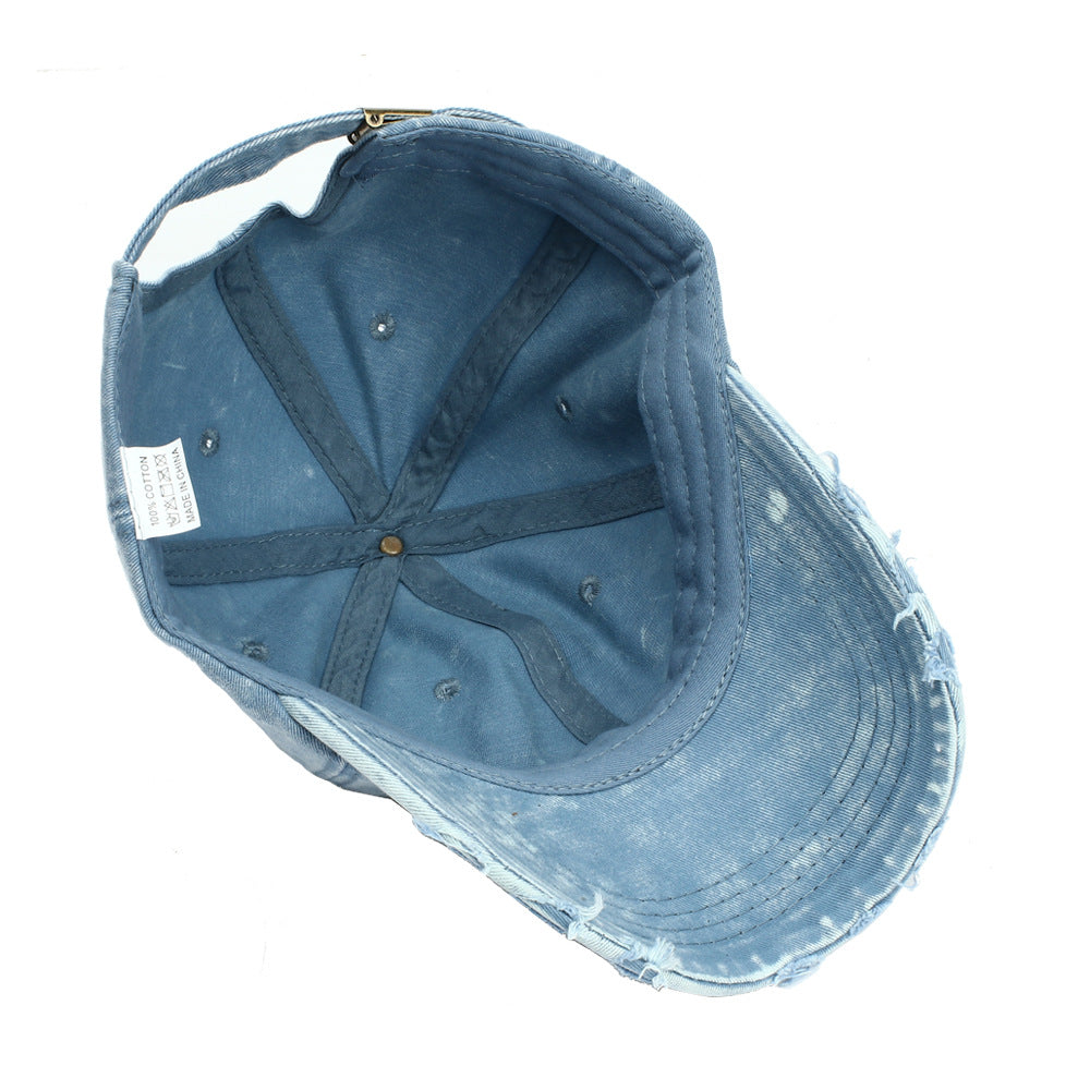 Wholesale Simple Ripped Denim Cotton Baseball Cap ACC-HT-RongZhao029