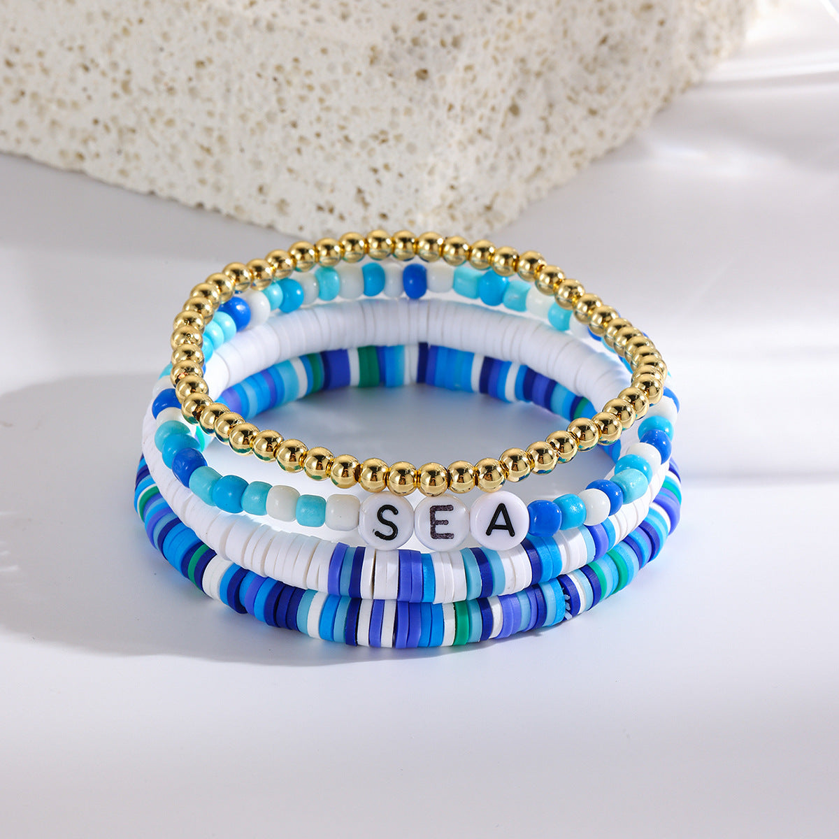Wholesale  Bohemian Letter Beaded Suit Soft Ceramic Bracelet