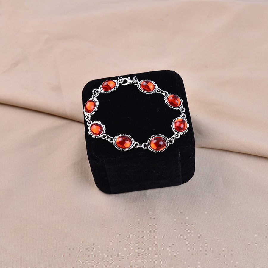 Wholesale Electroplated Zinc Alloy Ruby-Encrusted Punk Style Bracelet for Women Boutique Resale