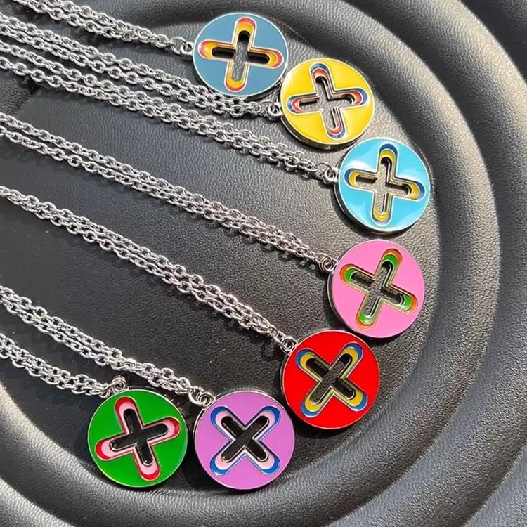 Wholesale Stainless Steel Cross Colorful Pendant Necklace