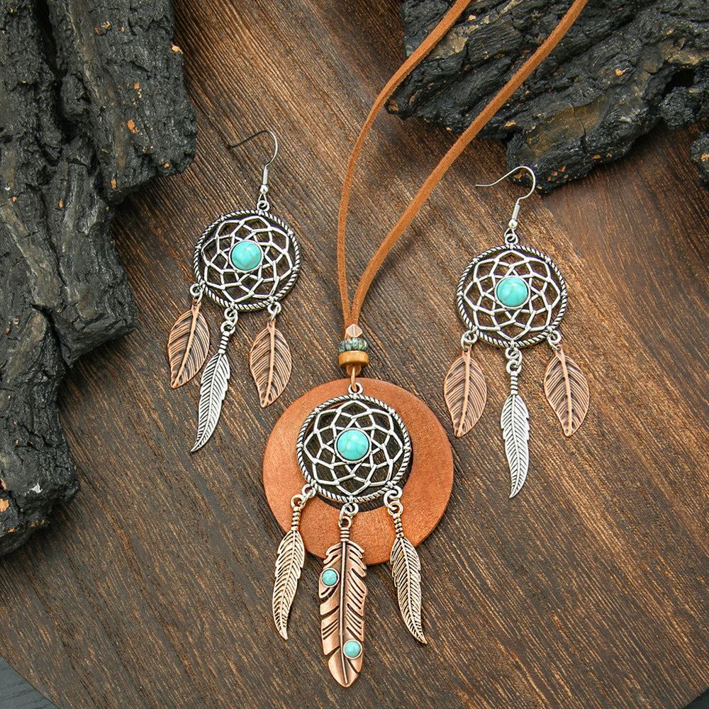 Wholesale Bohemian Retro Alloy Dream Catcher Pendant Necklace Fashion Accessory