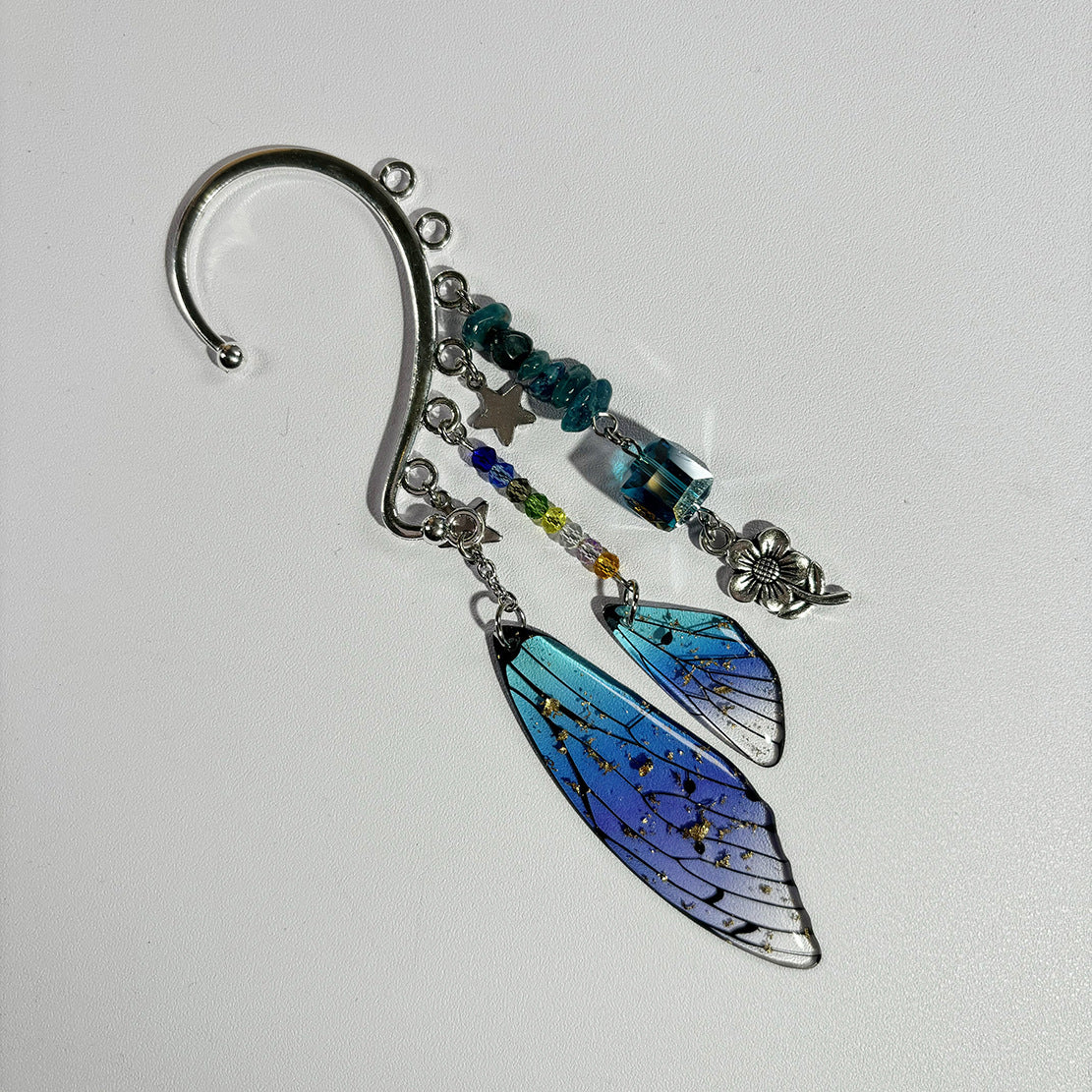 Wholesale Butterfly Cicada Wing Natural Crystal Holeless Ear Hook Earrings ACC-ES-RongGuan005
