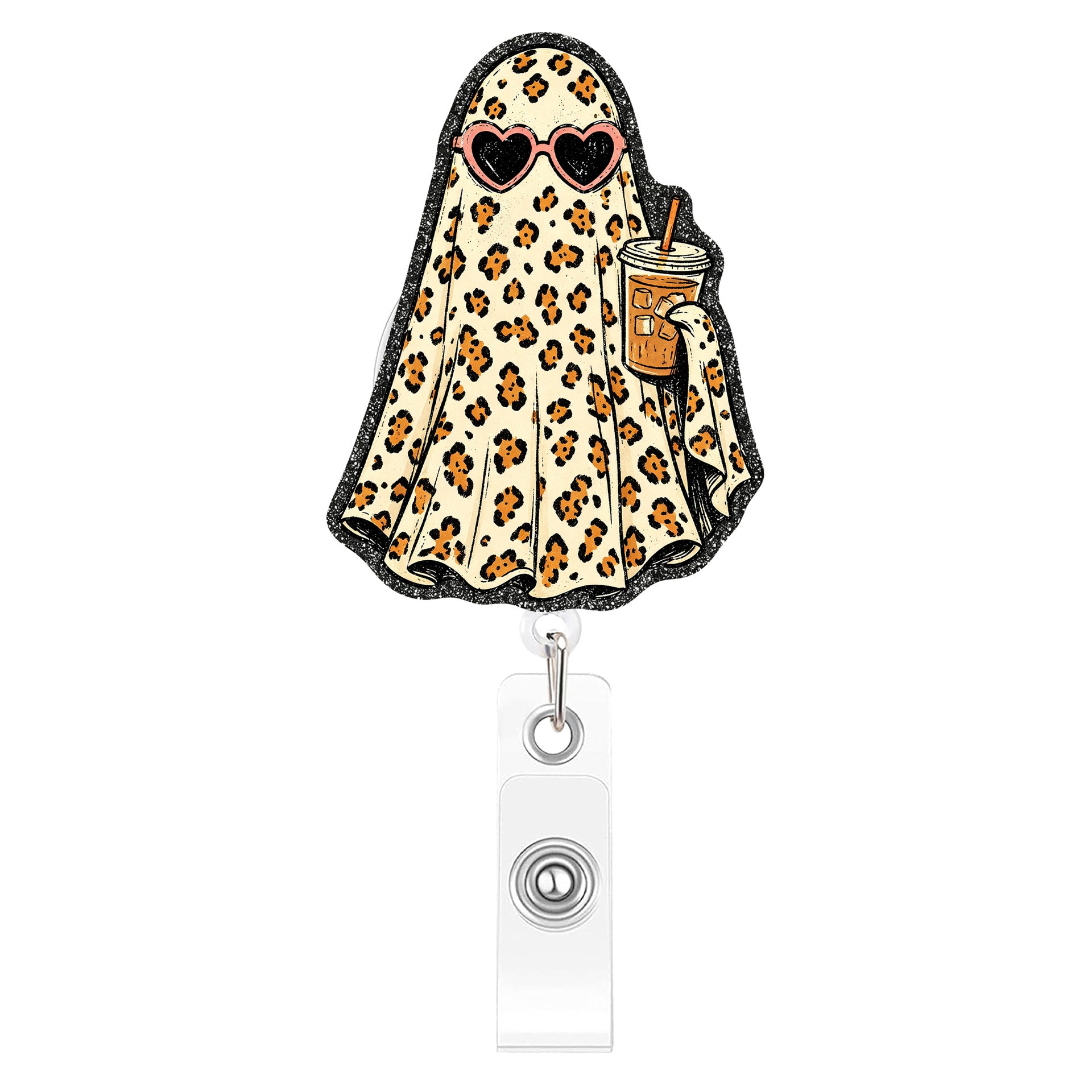 Wholesale Retractable Badge Holder With Leopard Print  Ghost Design For Office Party Bag Charm And Car Key Accessory