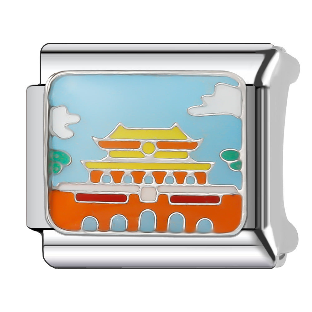 Wholesale Italian Charm Bracelet 9mm DIY Splicing Creative Pattern Stainless Steel Composable Bracelet