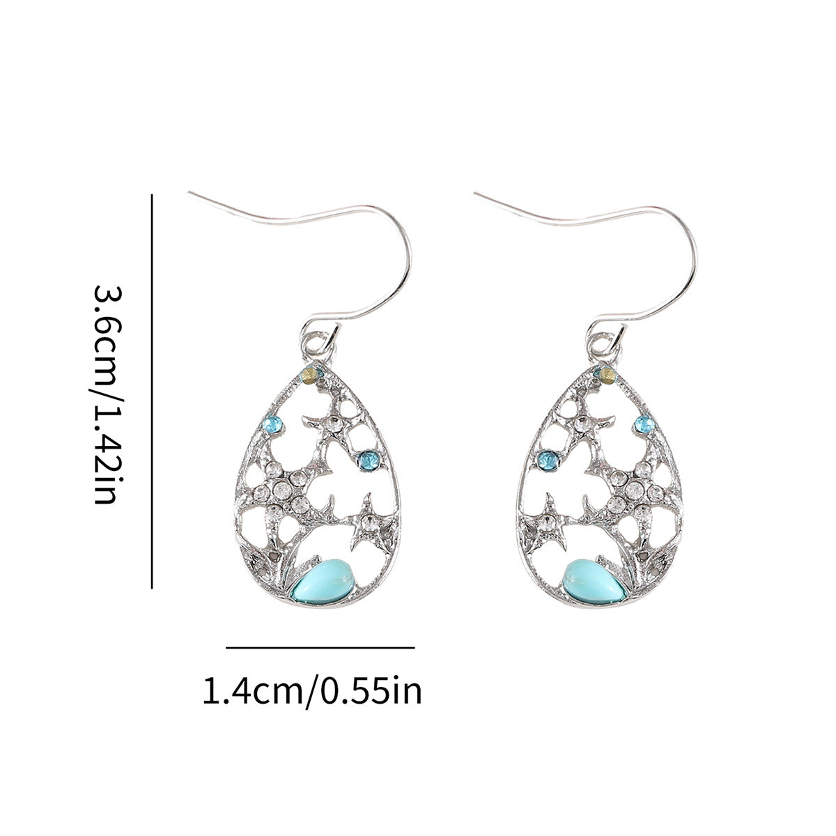 Wholesale Diamond starfish pendant earrings