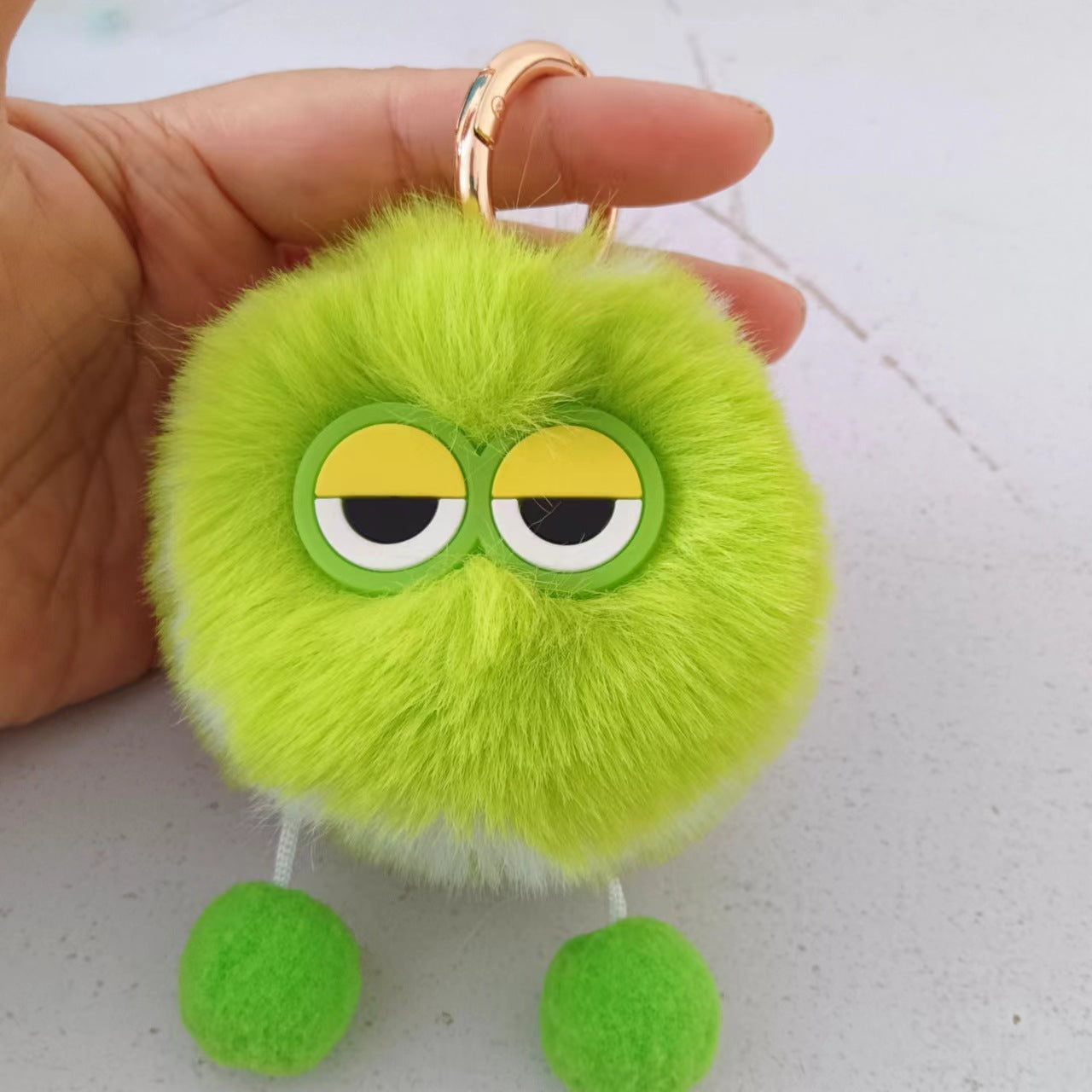 Wholesale cute little tennis ball rex rabbit fur keychain