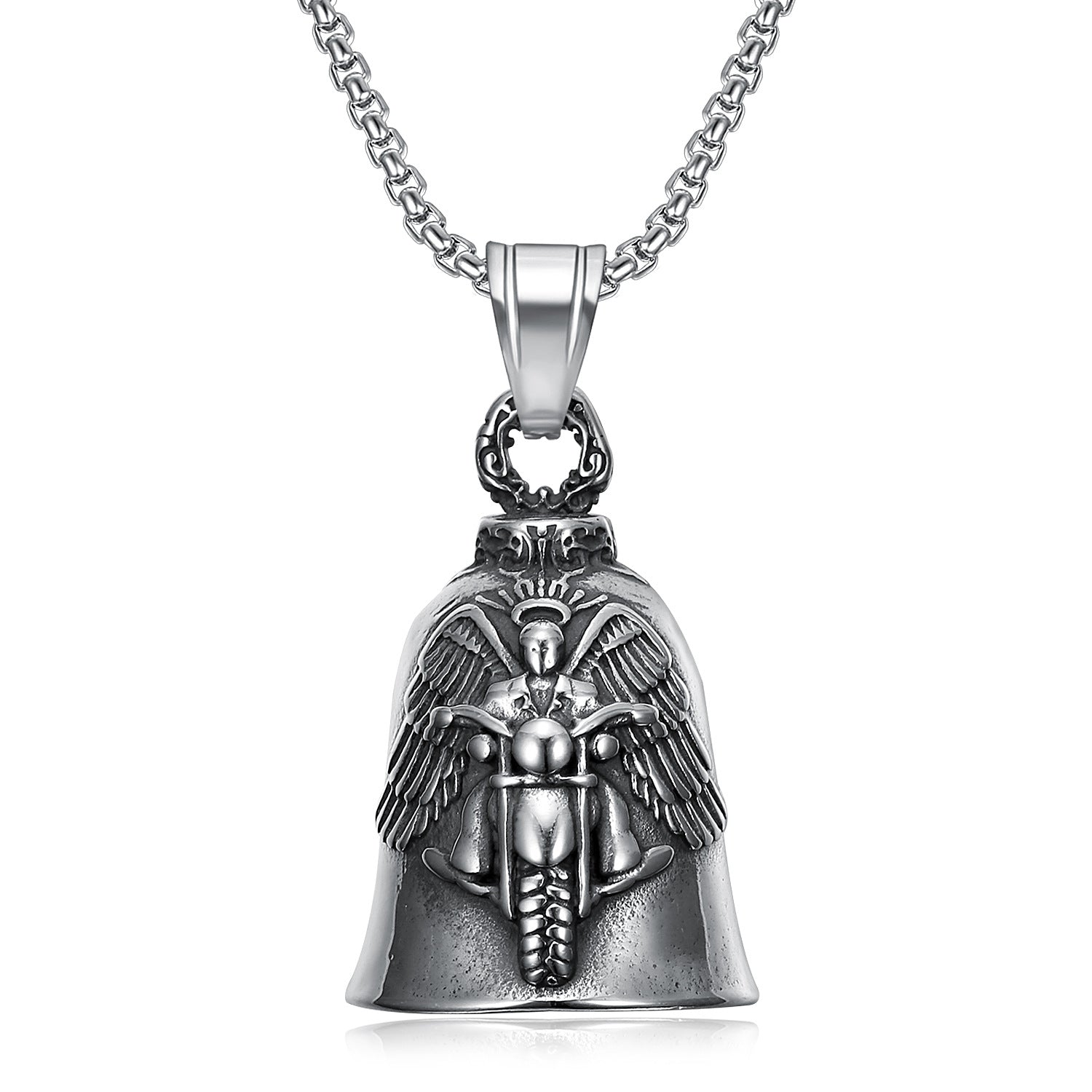 Wholesale Vintage Men's Motorcycle Style Skull Motorcycle Pendant Stainless Steel Necklace ACC-NE-Moer001