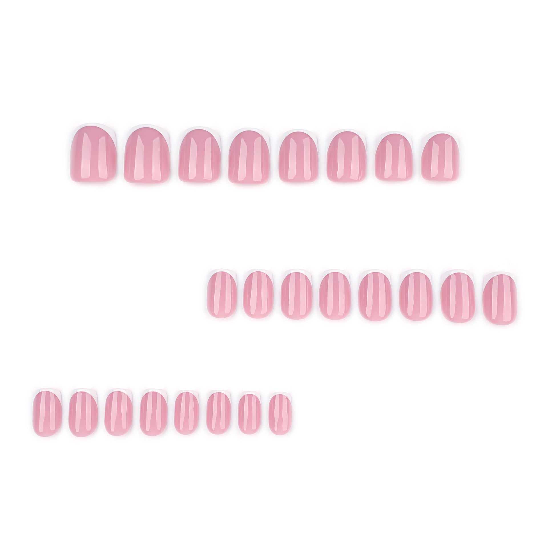 Wholesale 24 Pieces/box Simple Pink White Border Nails Kits Nail Stickers