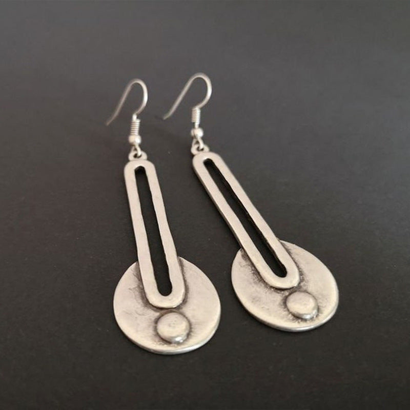 Wholesale Alloy Electroplated Retro Tribal Long Round Earrings Boutique Resale Jewelry Accessory