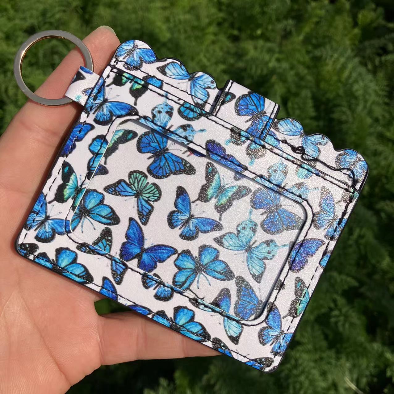 Wholesale Western Style Leopard Plaid Flower Card Holder Keychain ACC-KC-QiuXue001