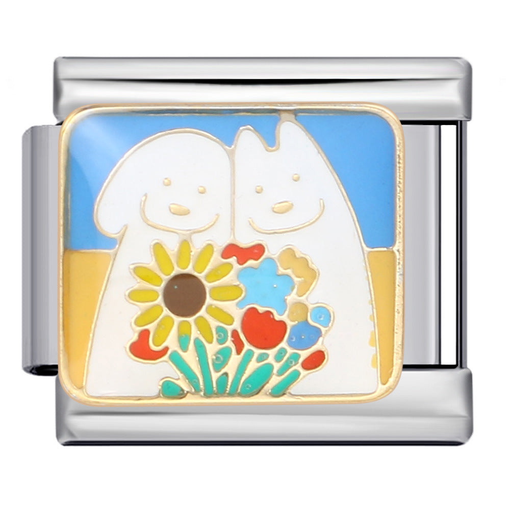 Wholesale Italian Charm Bracelet 9mm DIY Splicing Removable Pet People Element Stainless Steel Composable Bracelet