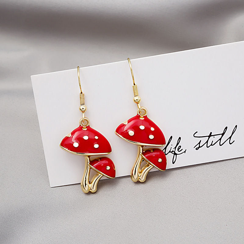 Wholesale Funny Cartoon Mushroom Earrings