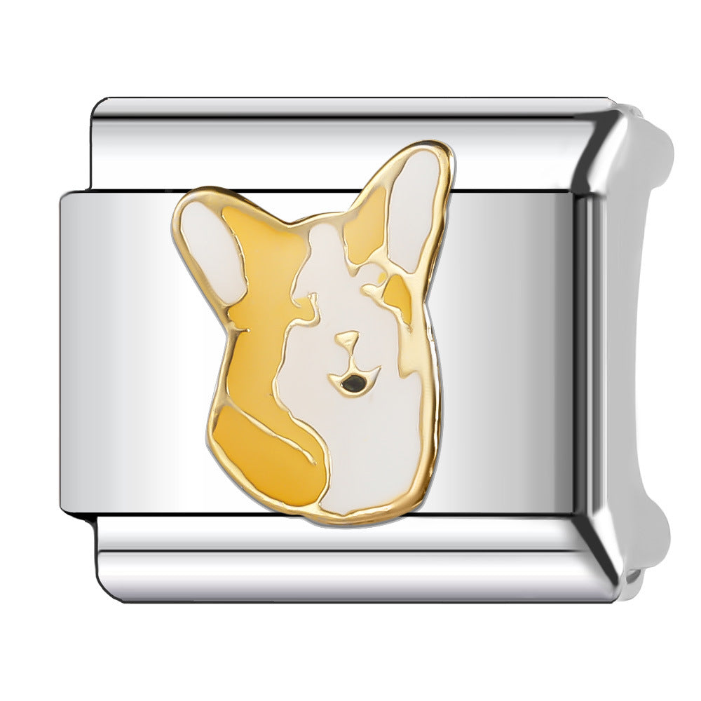 Wholesale Italian Charm Bracelet 9mm DIY Splicing Oil Drop Pattern Stainless Steel Composable Bracelet