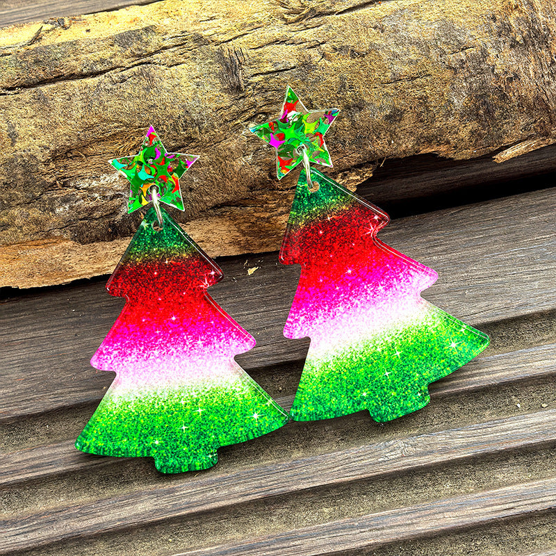 Wholesale Christmas Tree Pendant Acrylic Earrings