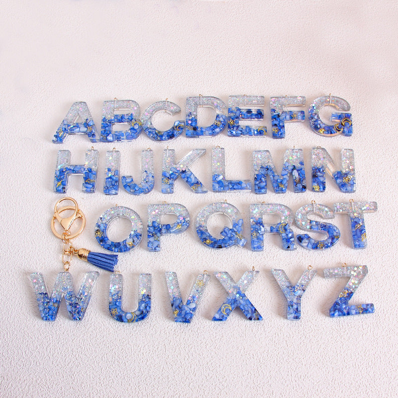 Wholesale Glitter 26 English Letter Tassel Keychain