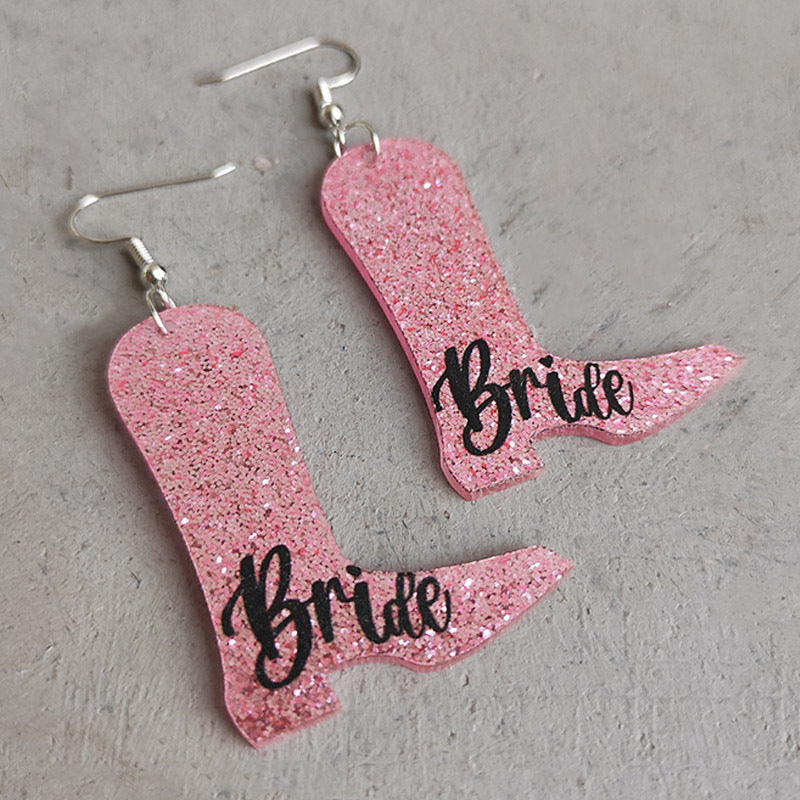 Wholesale 2 Pairs/pack Wedding Bridesmaid Jewelry Floral Pearl Laser Acrylic Earrings ACC-ES-HY078