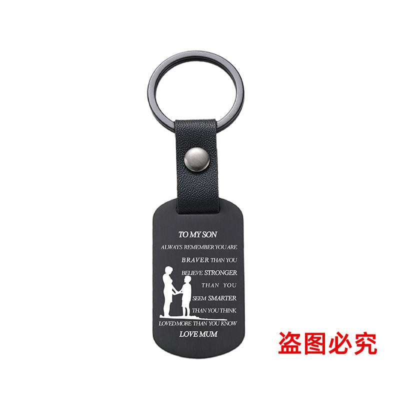 Wholesale Family Gift for Son Metal Leather Keychains ACC-KC-GangGu031