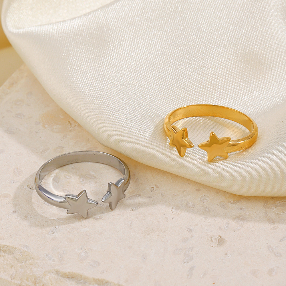 Wholesale 18K Gold Plated Stainless Steel Star Ring Adjustable Open Design Fashion Jewelry Gift