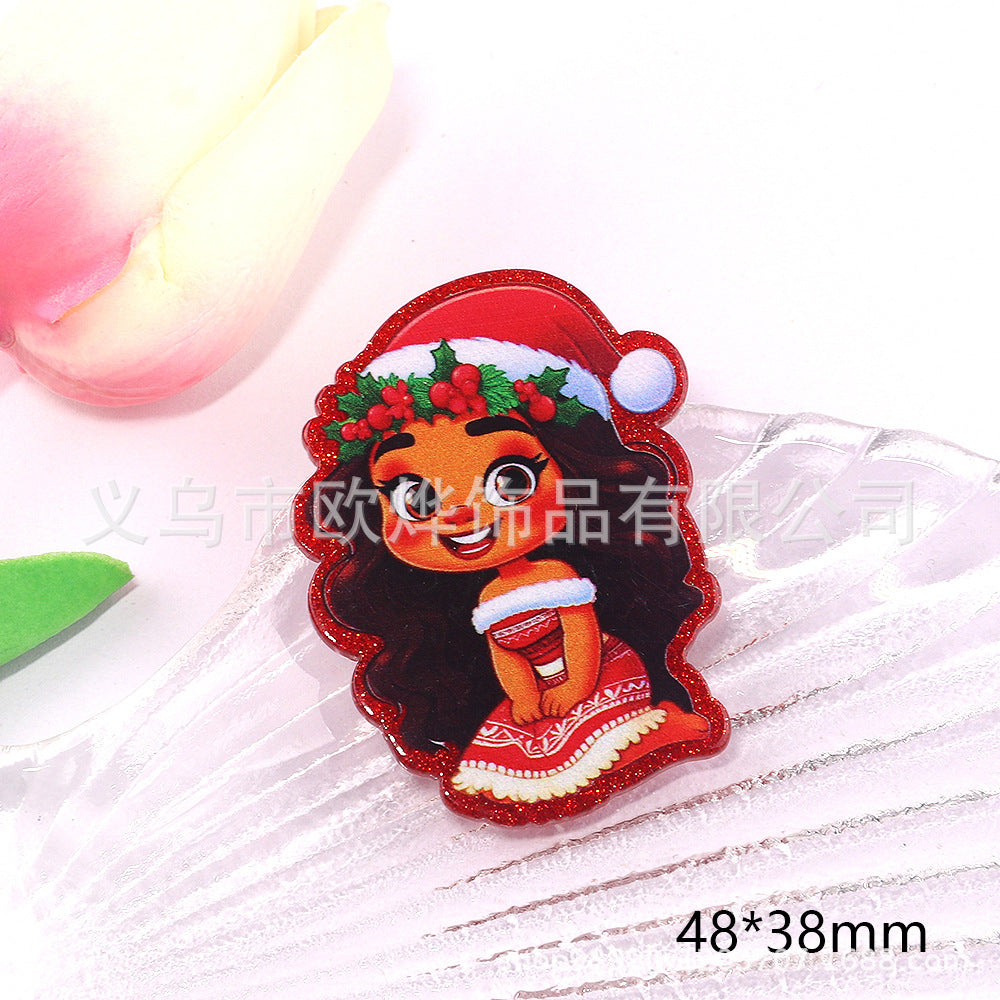 Wholesale 10pcs DIY Flatback Cartoon Christmas Acrylic Flatback Badge Reels Retractable Keychain DIY Accessories