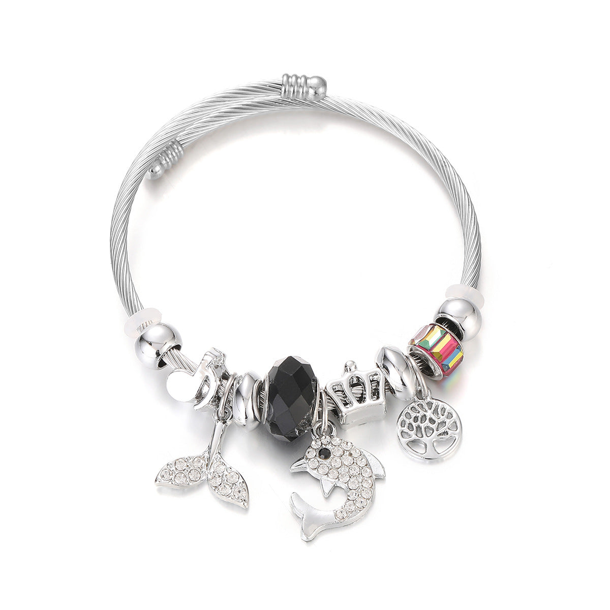 Wholesale Colorful Beaded Dolphin Fish Tail Pendant Bracelet ACC-BT-jiax006