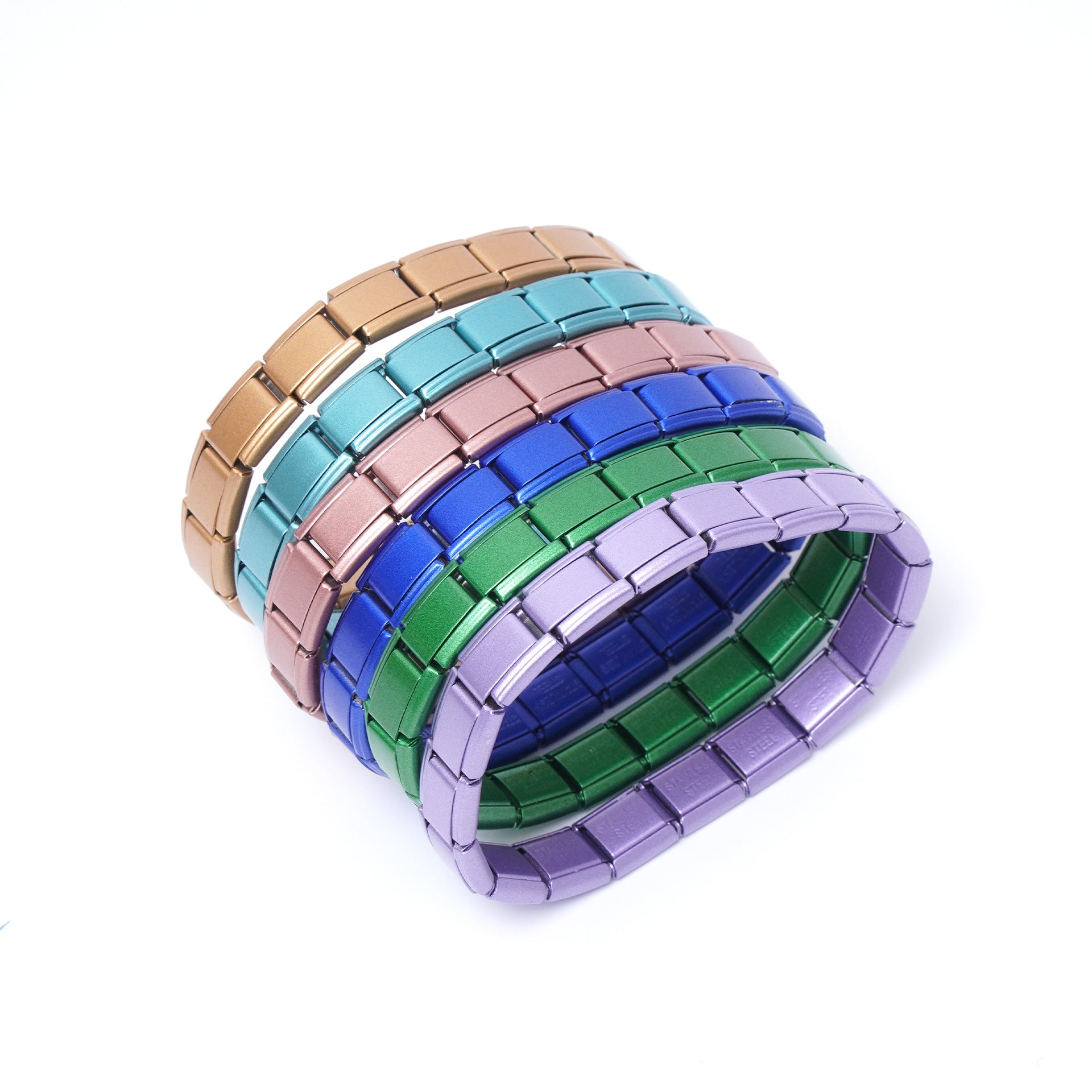 Wholesale Italian Charm Bracelet 9mm DIY Splicing Solid Color Stainless Steel Composable Bracelet