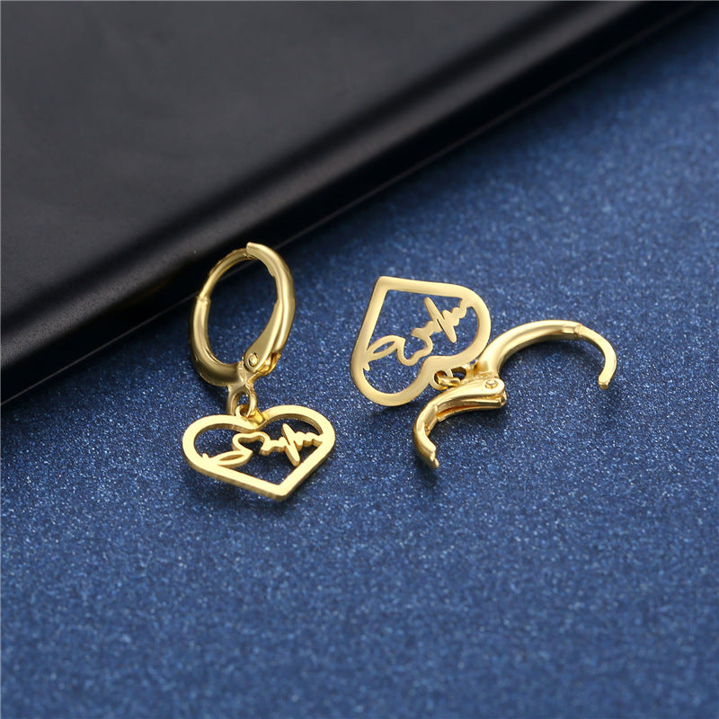 Wholesale 18K Gold ECG Stainless Steel Earrings ACC-ES-MinM032