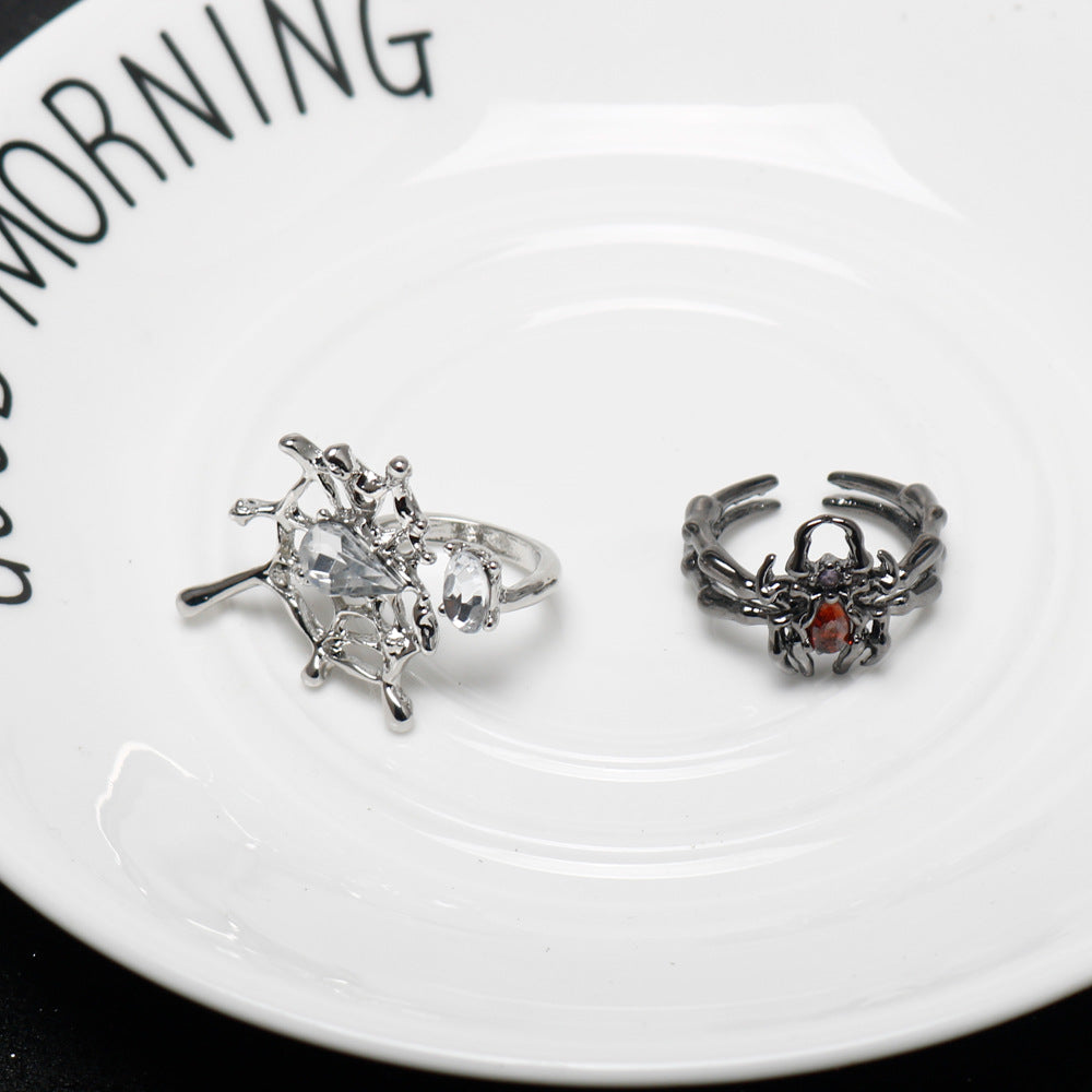 Wholesale Halloween Red Spider Cobweb Open Rings ACC-RS-HX001