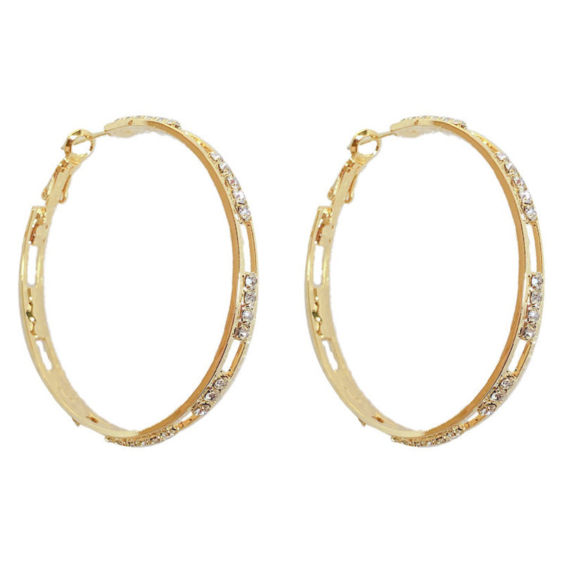 Wholesale Silver Needle  Diamond Circle Ear Ring  Earrings