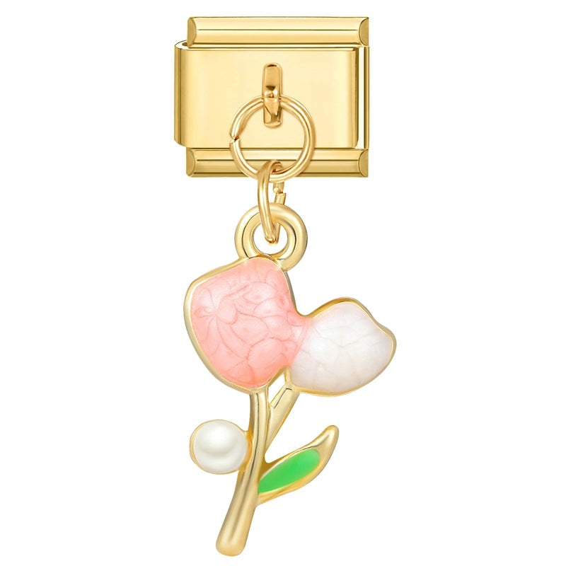 Wholesale Italian Charm Bracelet 9mm DIY Splicing Removable Stainless Steel Gold Base Pendant Composable Bracelet