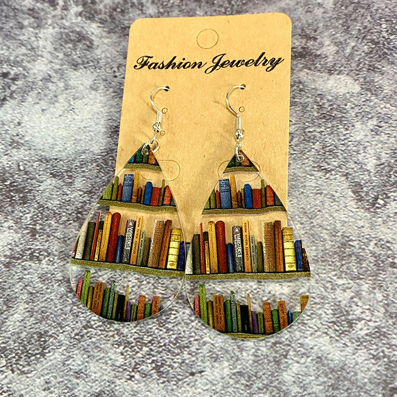 Wholesale acrylic  water drop  bookshelf acrylic  earrings