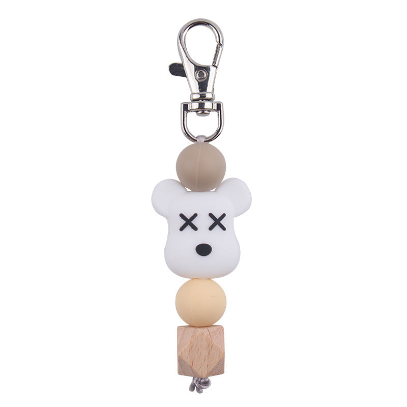 Wholesale Cartoon Bear Silicone Beaded Keychain ACC-KC-GuangTian075