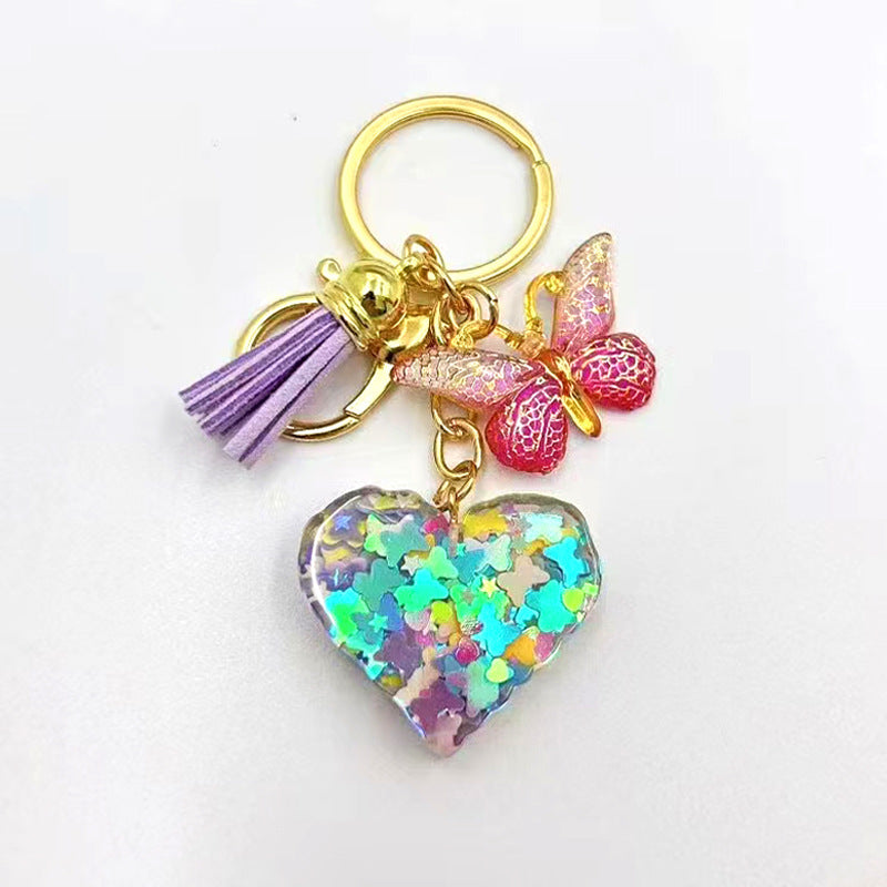 Wholesale Pink and purple heart keychain