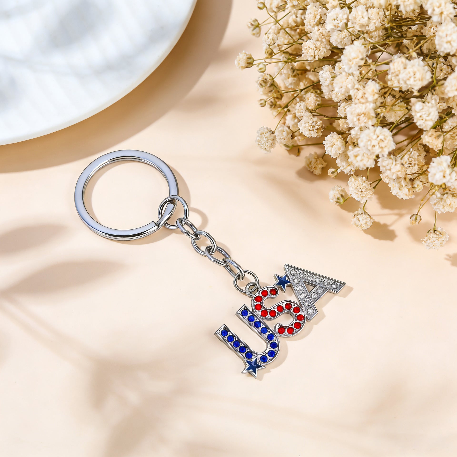 Wholesale American Independence Day Shiny Letter Keychain