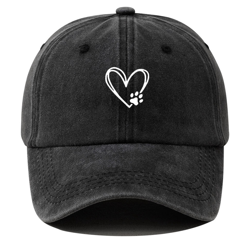 Wholesale Love Dog Paw Print Solid Color Washed Baseball Cap Hat ACC-HT-BenDe002