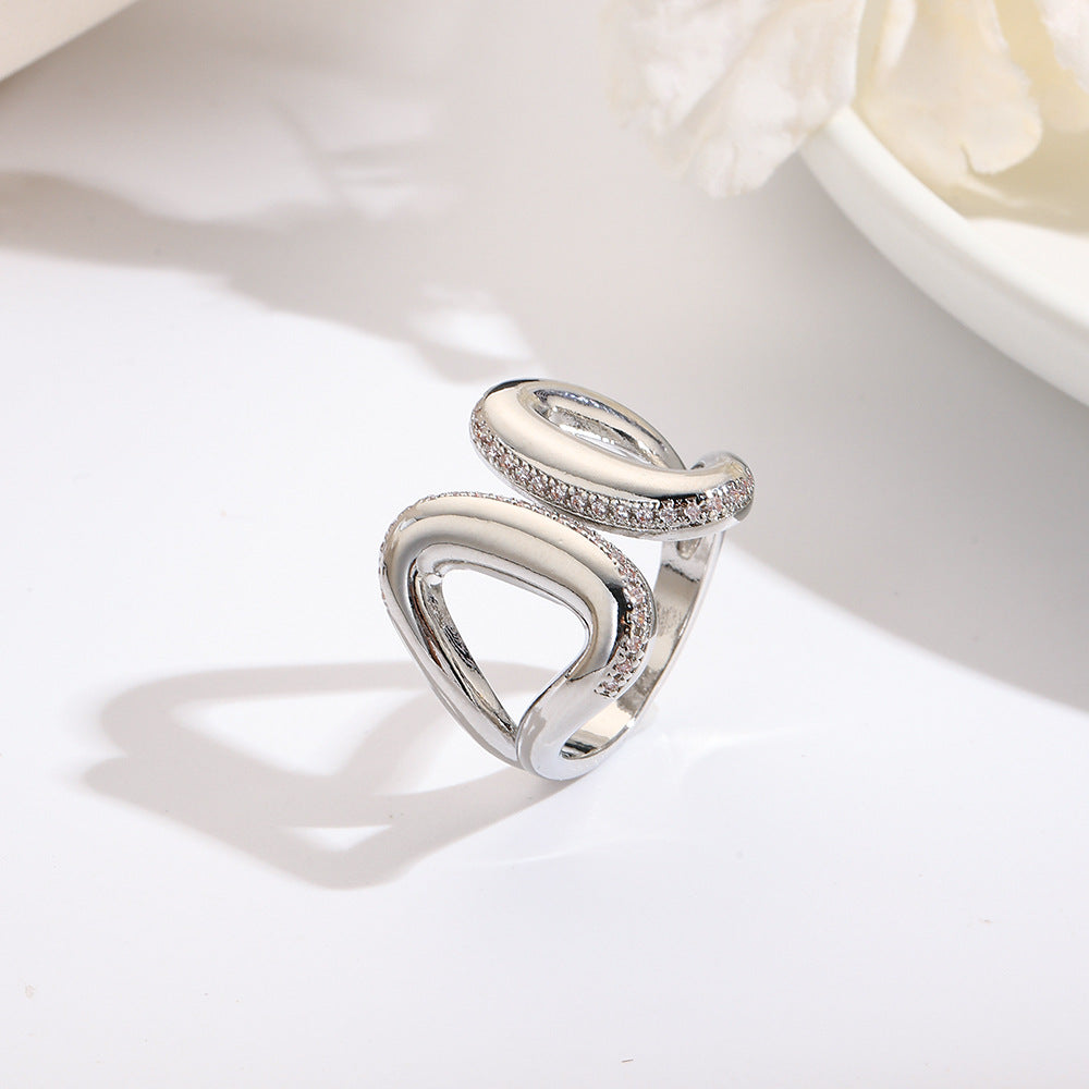 Wholesale 18k copper plated irregular heart-shaped open ring